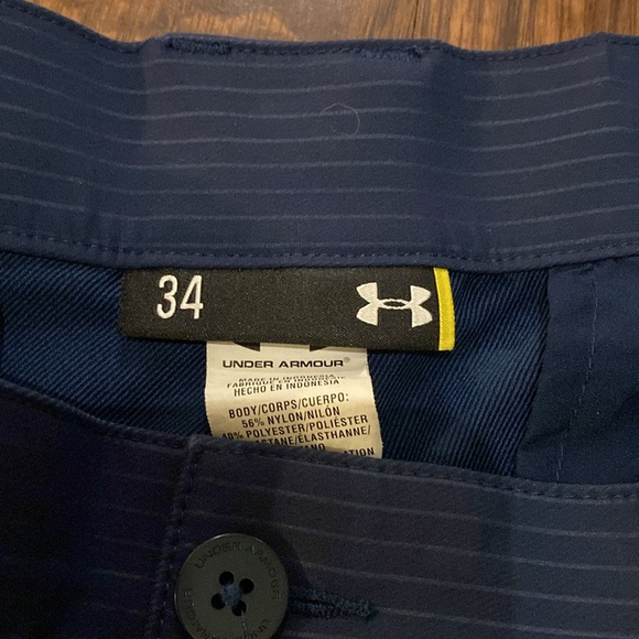 Under Armour Men’s Navy Golf Shorts with Pinstripe - Picture 5 of 5